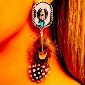 🤠🐎 “FEATHERED FAIRY TALE” BROWN POST EARRINGS ~ PAPARAZZI❗️